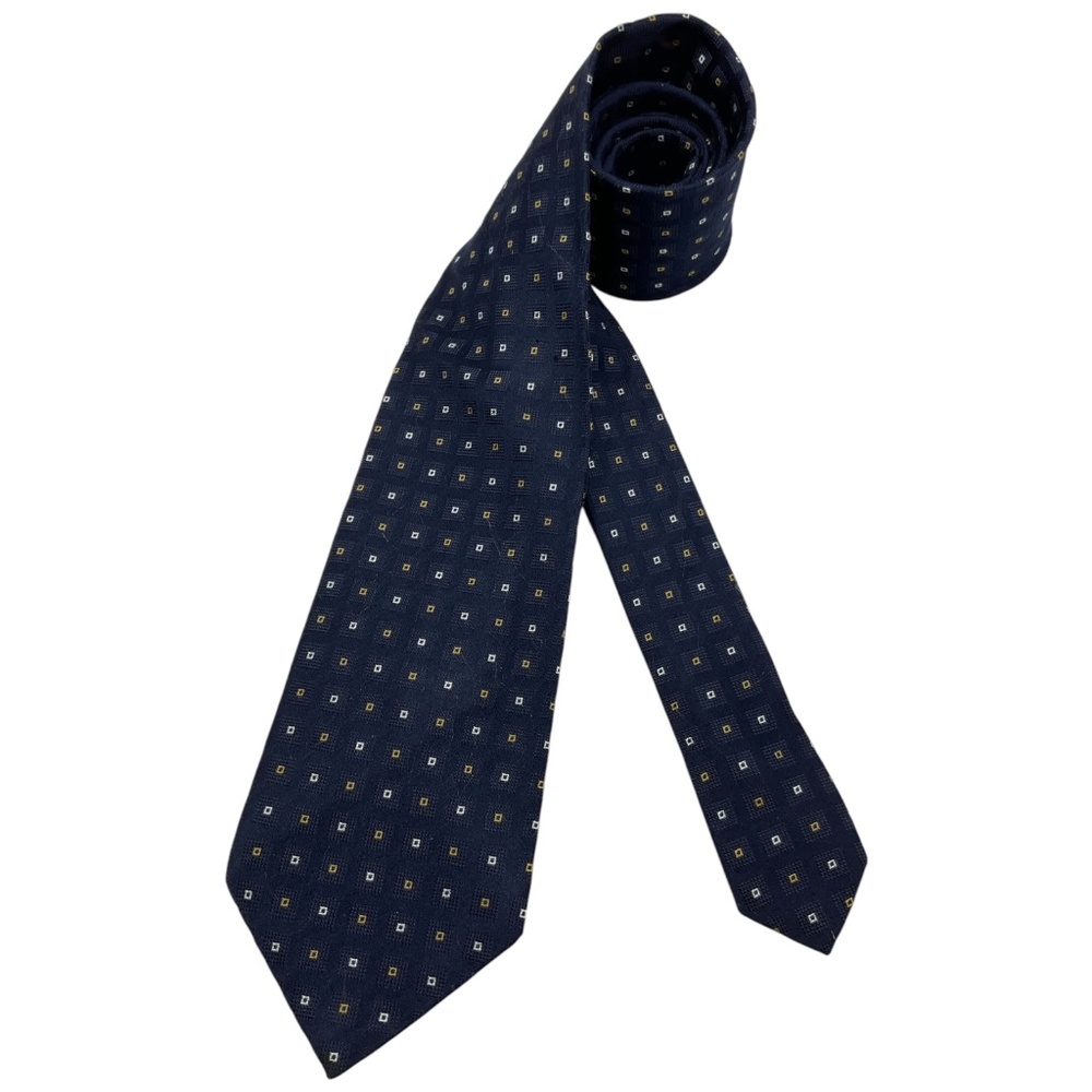 GIANFRANCO FERRE Navy Geometric Silk LUXURY Tie ITALY